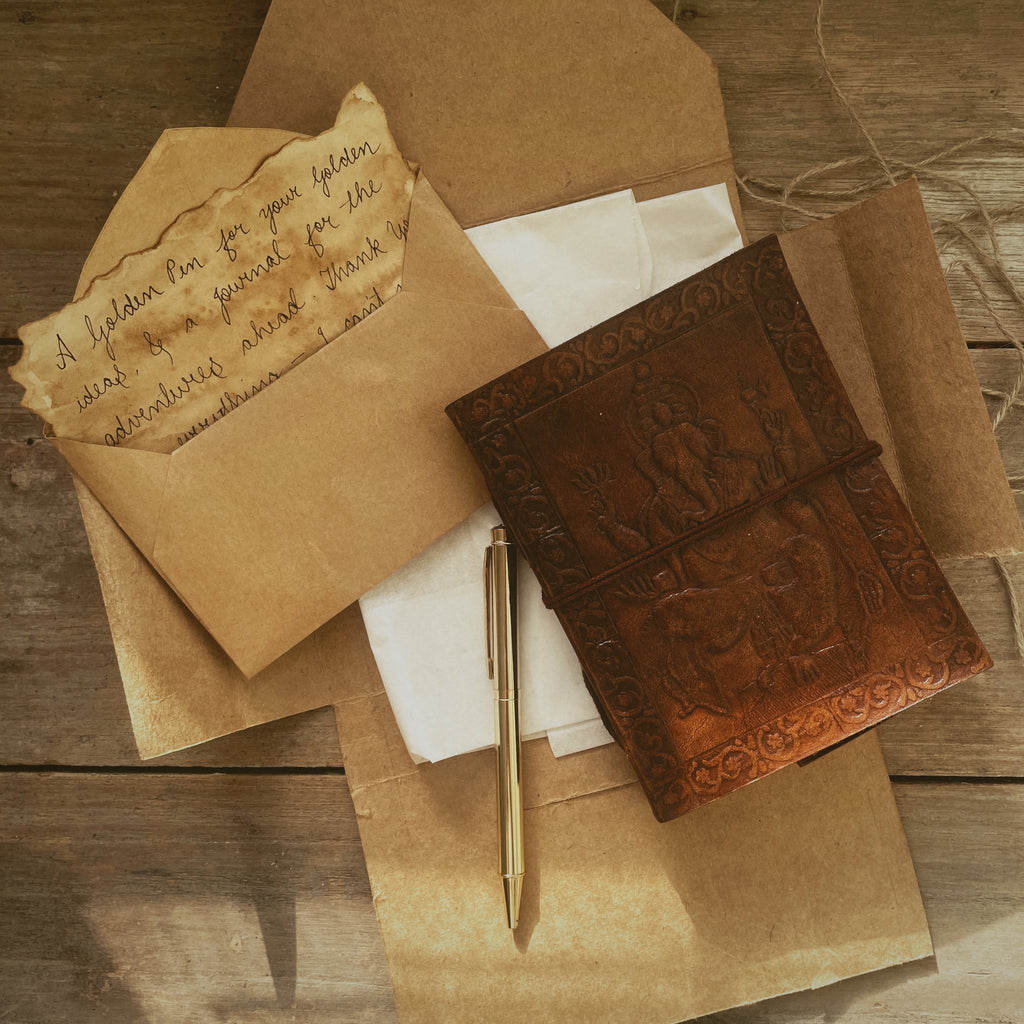 🙏 Shree Ganesh design Vintage Leather journal Gift Set