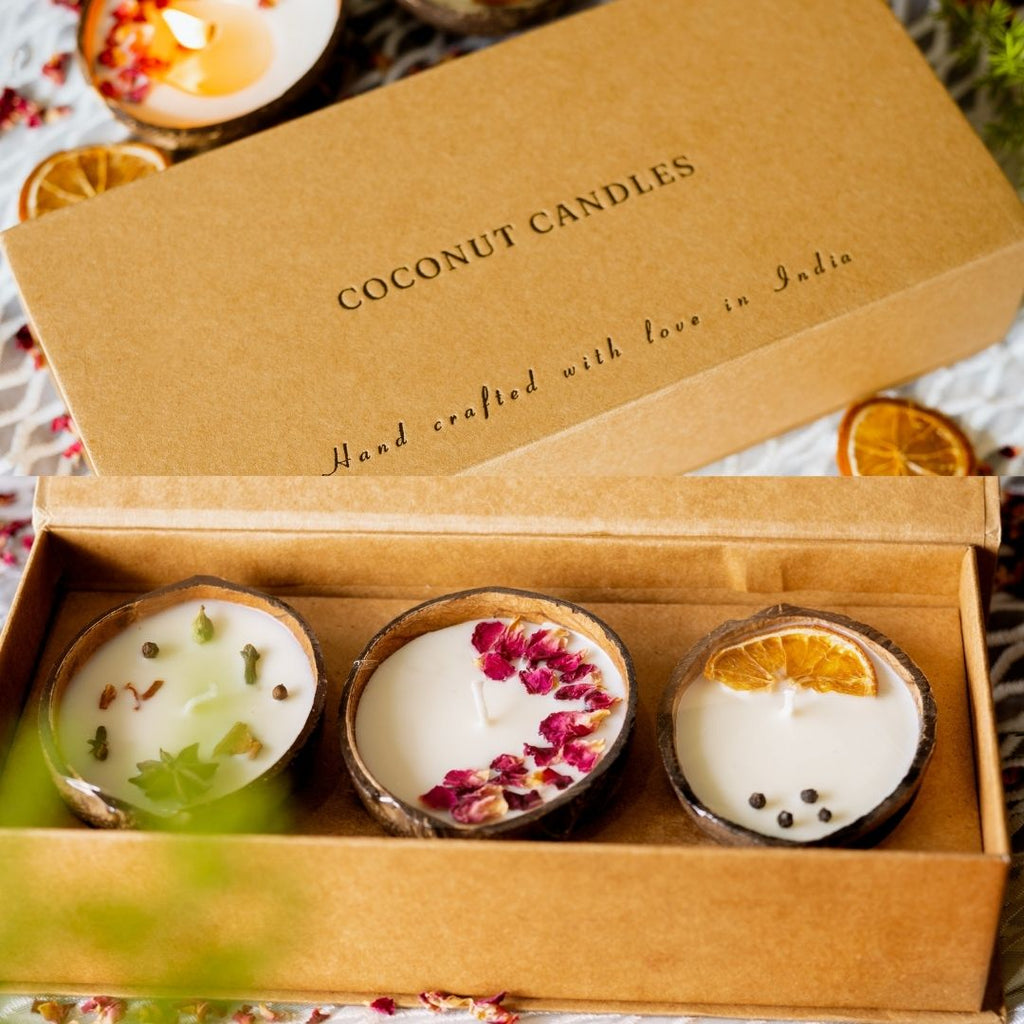 chamqila Eco-Friendly Scented Candle Gift Hamper (Set of 3) | Spice, Rose & Orange Pepper Soy Wax Candles 100 gm