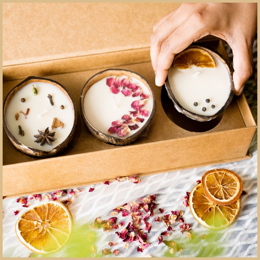 chamqila Eco-Friendly Scented Candle Gift Hamper (Set of 3) | Spice, Rose & Orange Pepper Soy Wax Candles 100 gm